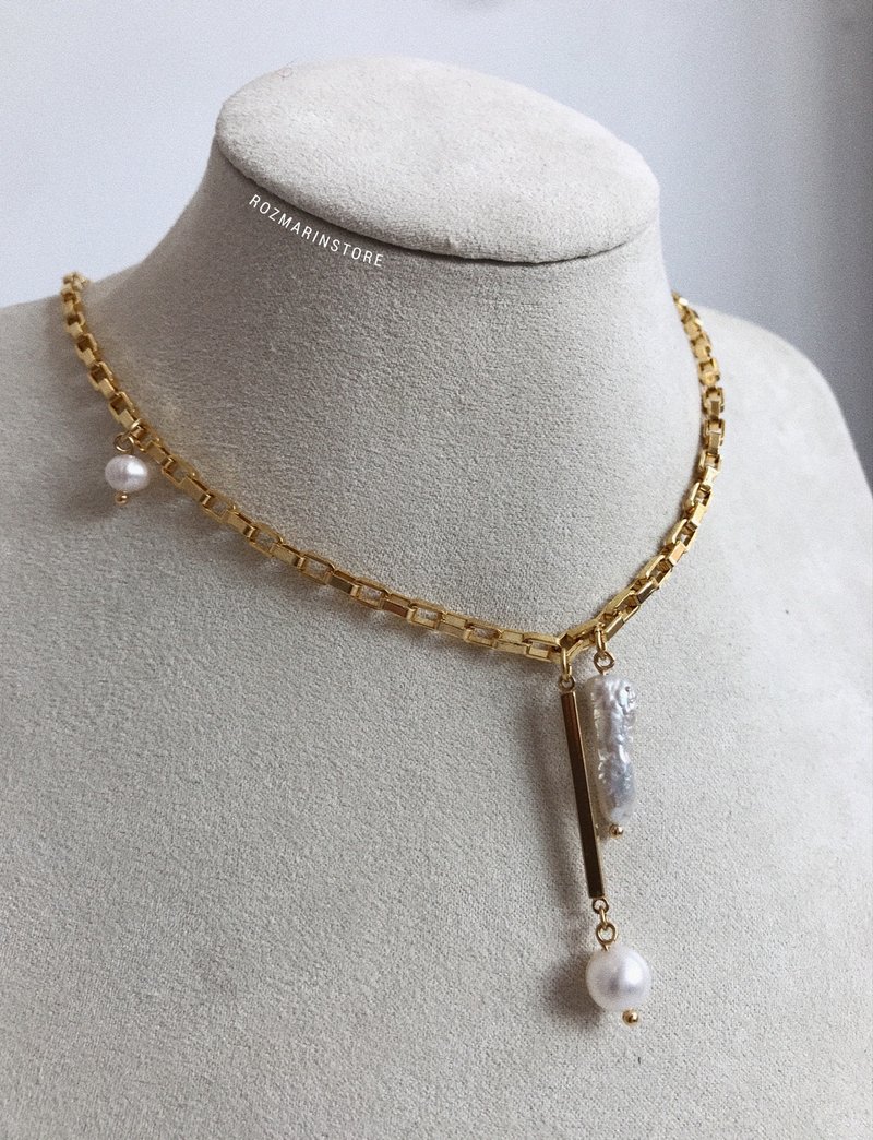 Beaded Necklace, Pearl Necklace, Boho Necklace, Women Jewelry, Beaded Choker - 项链 - 珍珠 金色