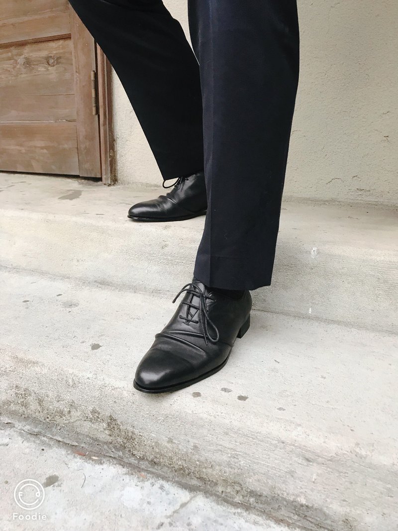 Stitching Sole_Crease - 男款皮鞋 - 真皮 黑色