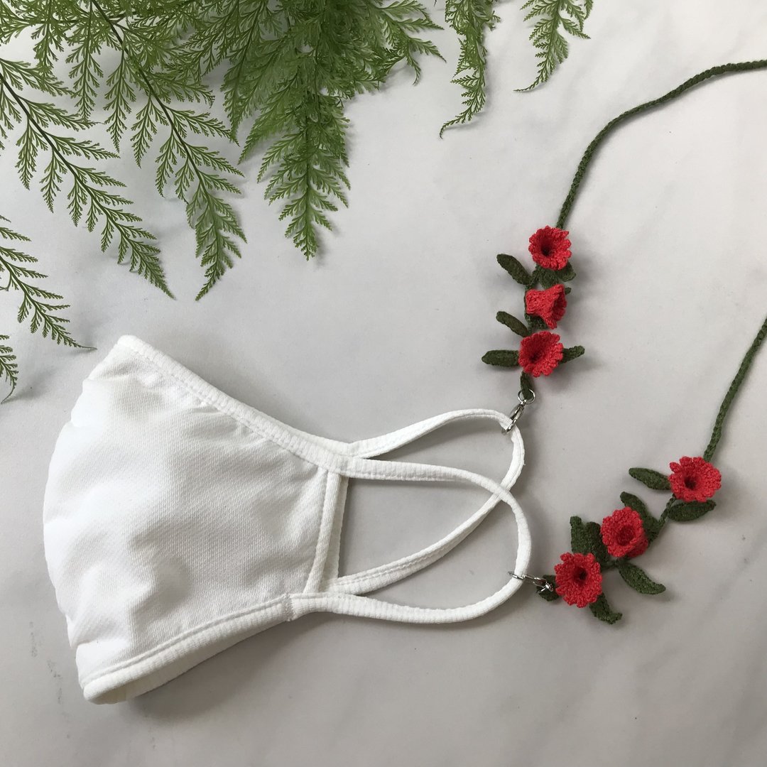 口罩鍊、眼鏡鍊兩用 Mask Strap Chain Lily of the valley RED - 口罩 - 贵金属 红色