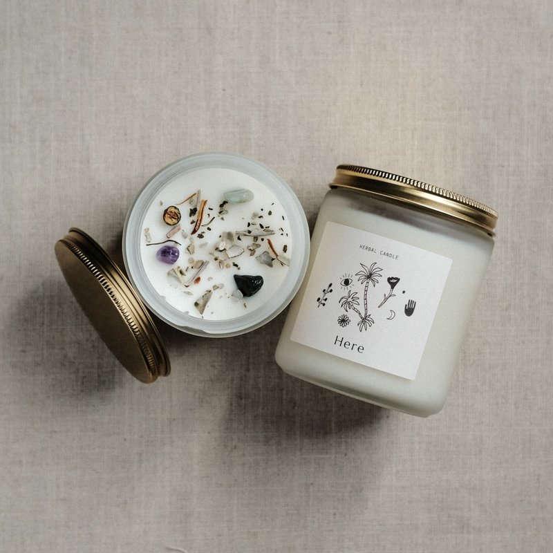 净化 治愈 | 草药能量蜡烛 白鼠尾草 - 蜡烛/烛台 - 蜡 咖啡色