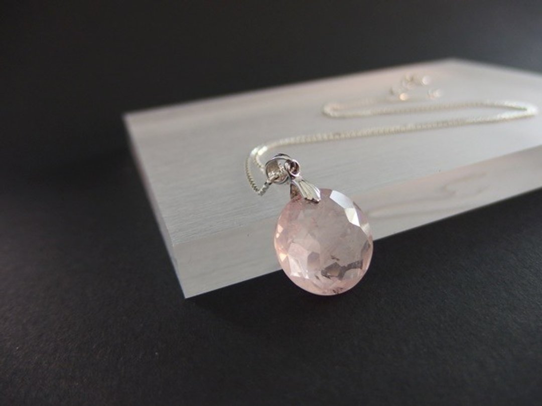 天然冰种芙蓉晶纯银吊坠  Rose Quartz Silver Pendant - 项链 - 宝石 粉红色