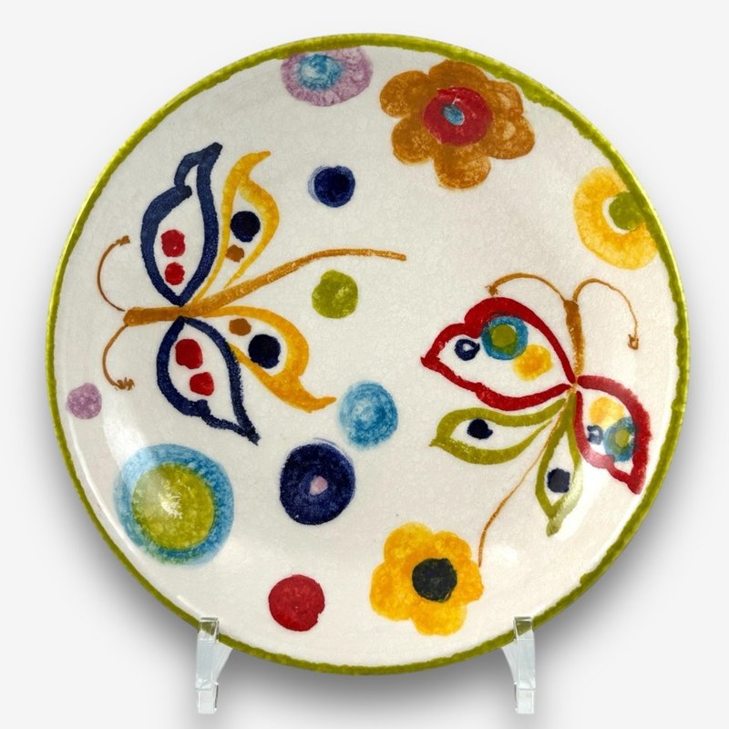 意大利手工陶- POP普普艺术(白底圆圈) 深盘 21cm - 盘子/餐盘/盘架 - 陶 多色