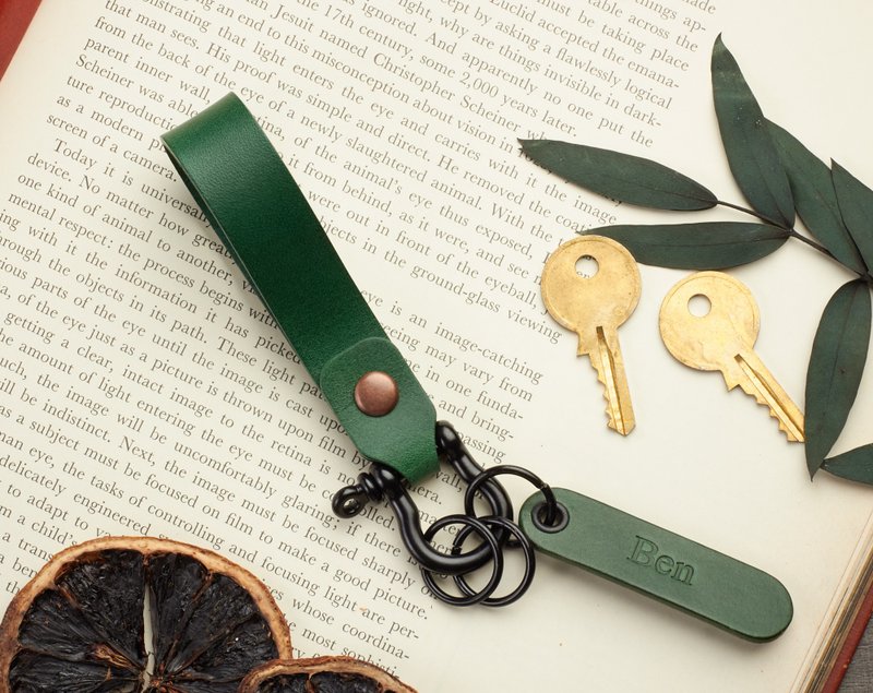 个性化皮革锁扣钥匙扣 | 皮革锁扣钥匙扣 - 钥匙链/钥匙包 - 真皮 绿色