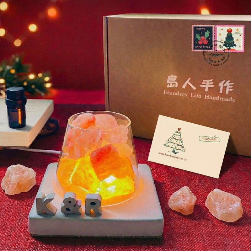 能量扩香水晶山【橙晶盐的净化与招财】水晶礼盒-(水泥字要加购) - 香薰/精油/线香 - 水晶 