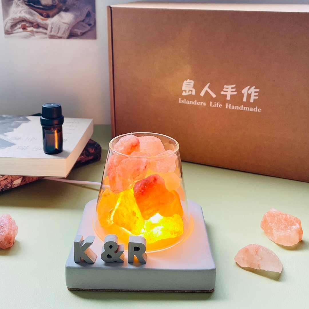 能量扩香水晶山【橙晶盐的净化与招财】水晶礼盒-(水泥字要加购) - 香薰/精油/线香 - 水晶 