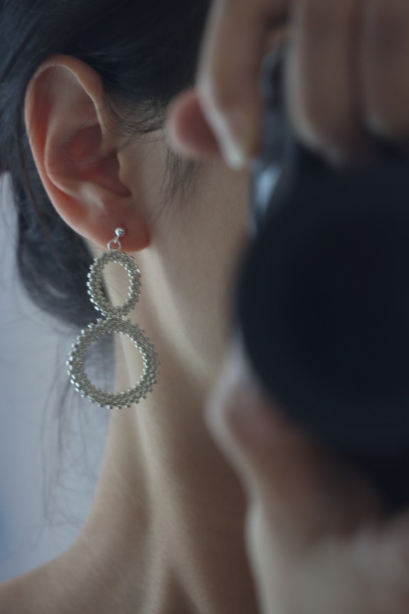 葫芦串珠耳环 - 耳环/耳夹 - 其他材质 银色