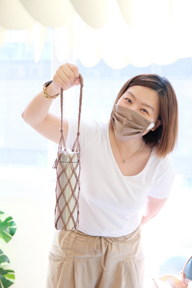 【新竹】限定优惠 编织 环保水壶袋 饮料袋 一人成班 初学者基础 - 编织/羊毛毡/布艺 - 棉．麻 
