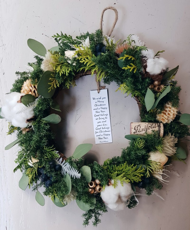 Xmas|新鲜叶材 | 圣诞节装饰| 经典草感森林圣诞花圈 | 圣诞礼物 - 干燥花/捧花 - 植物．花 绿色
