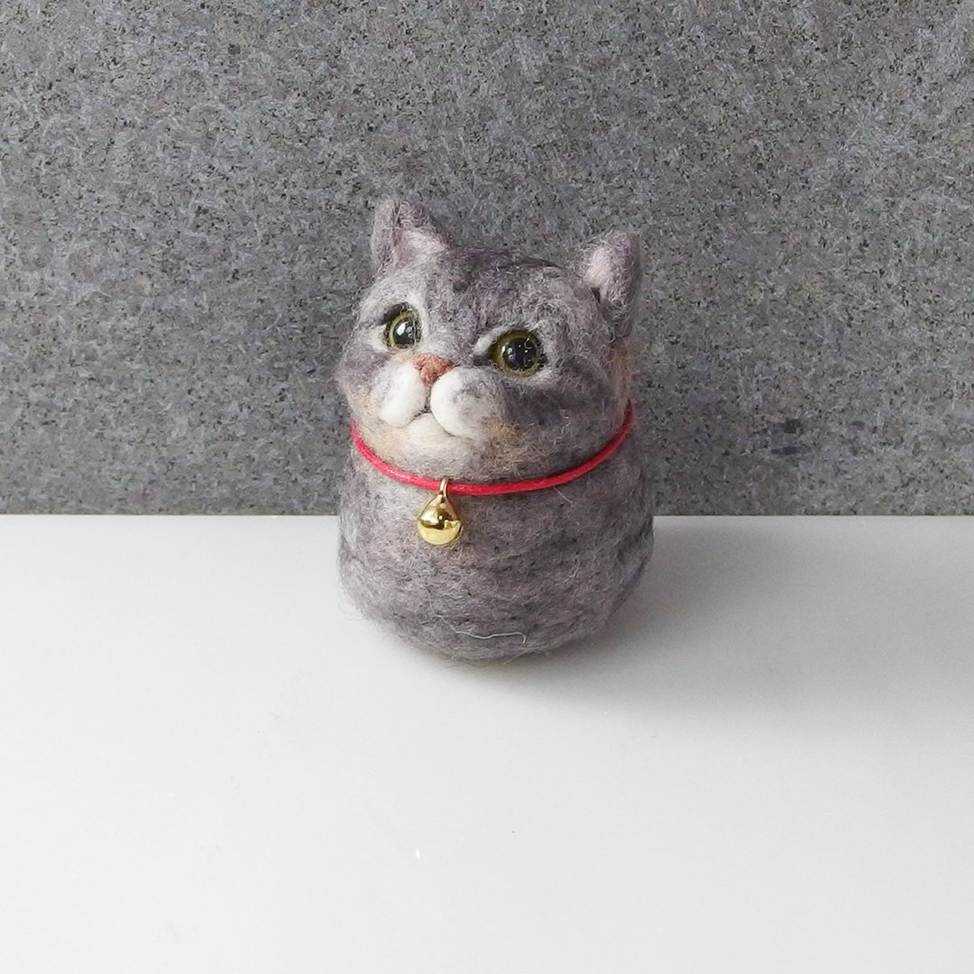 定制宠物羊毛毡 虎斑猫 丸子系列 定制化 - 玩偶/公仔 - 羊毛 灰色