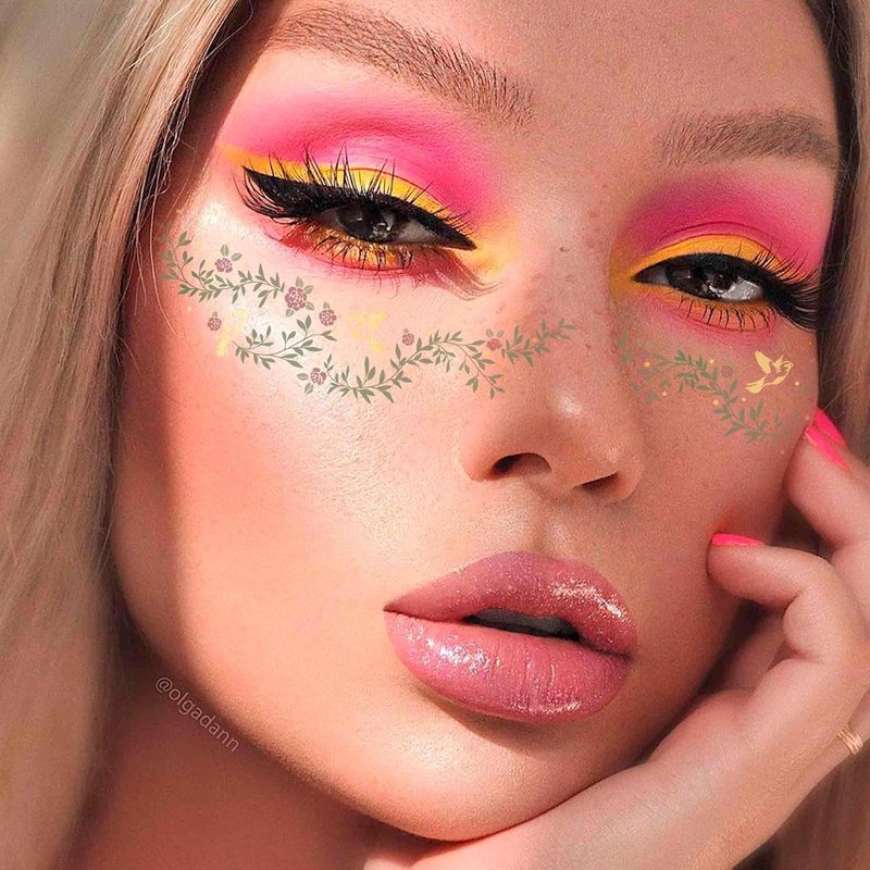 森林精灵 脸部纹身贴纸 派对摄影外拍化妆  持久防水植物基颜料 - 纹身贴 - 环保材料 绿色