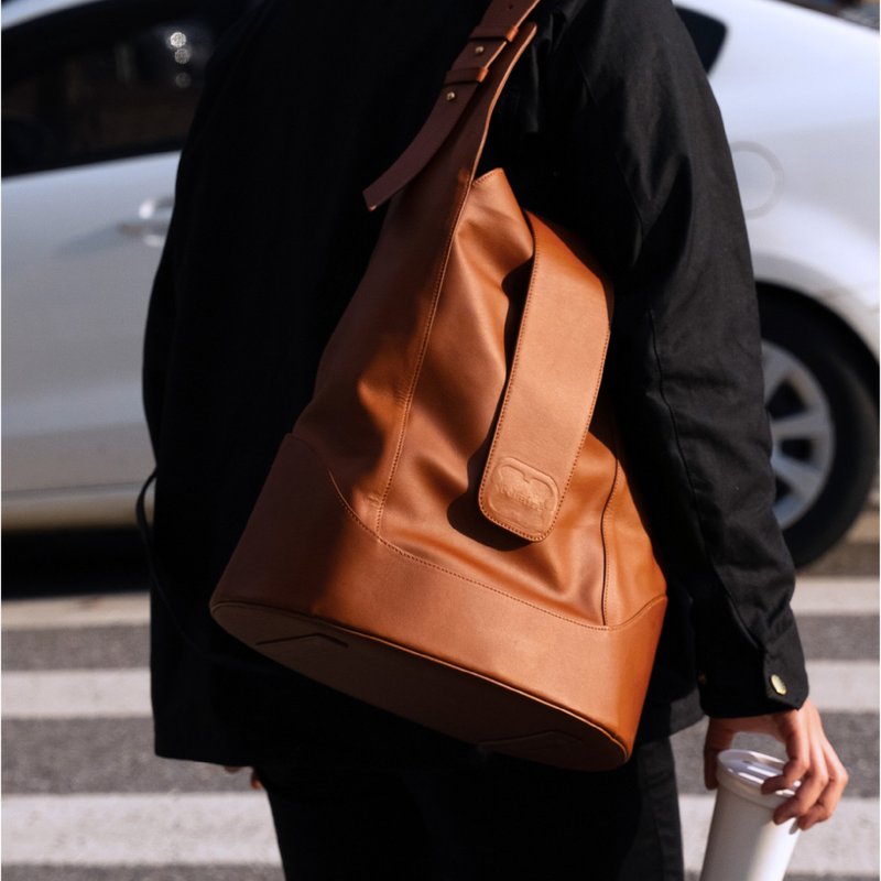 LANTERNE 大型手提包  棕褐色 - 侧背包/斜挎包 - 真皮 咖啡色