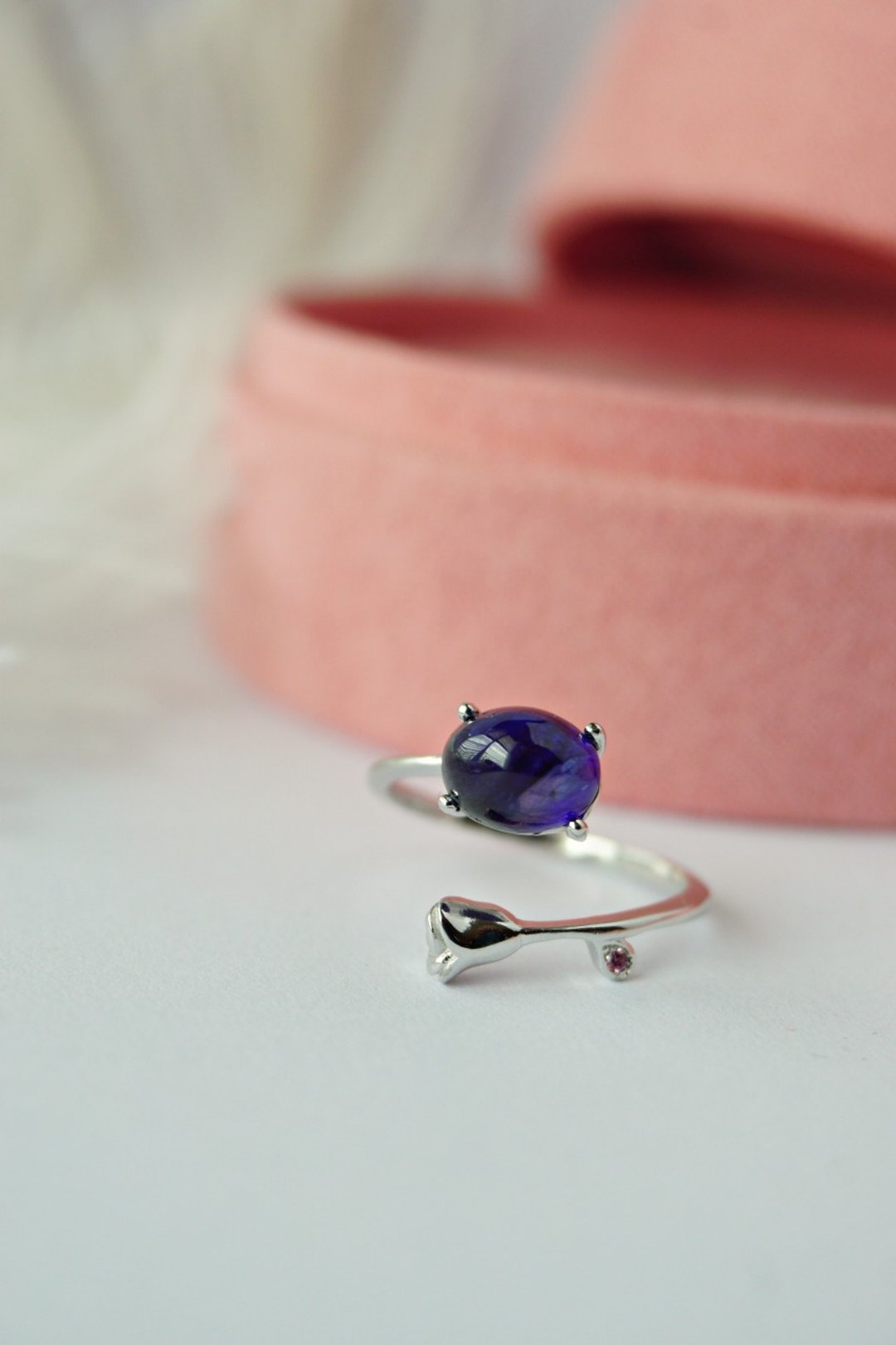 Natural Blue Sapphire Silver 925 Ring - 戒指 - 纯银 蓝色