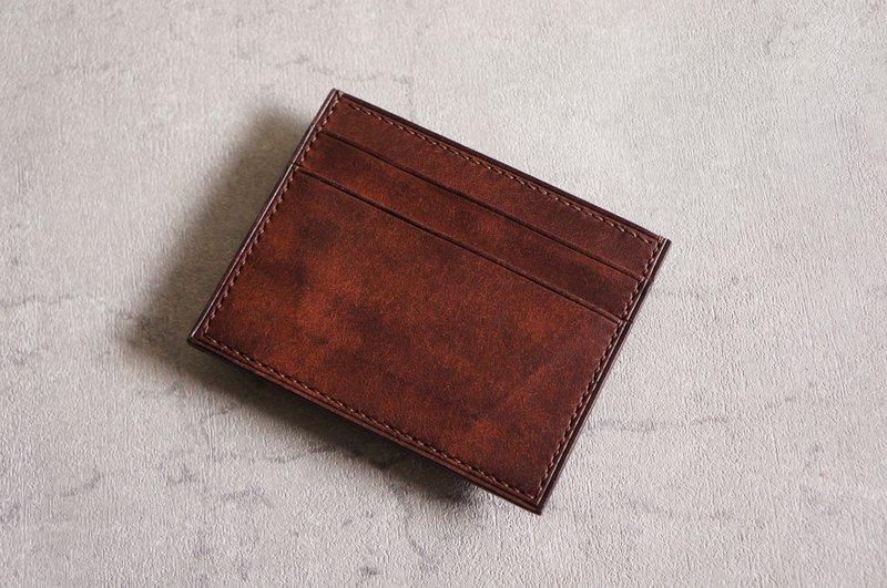 二卡短夹 / 深褐色【意大利植韖革协会皮革】 / 现货 - 皮夹/钱包 - 真皮 咖啡色