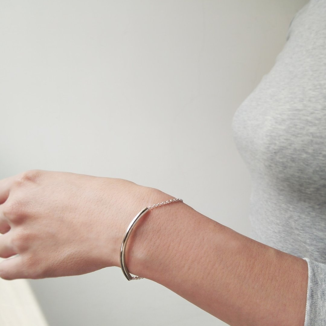 tube bracelet_圆管手链 | 伴娘礼 谢礼 925银 限量 - 手链/手环 - 银 银色