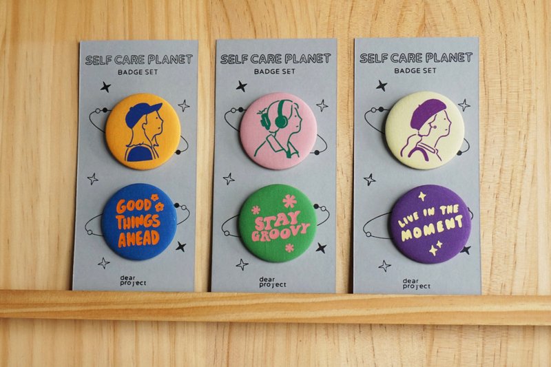 dearproject 手工绢印别针 扣针 胸针 缶徽章 - 胸针 - 棉．麻 多色