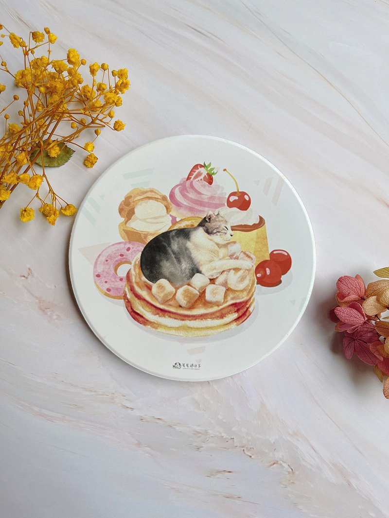 草莓喵喵-吸水杯垫/硅藻土杯垫/硅藻土 - 杯垫 - 其他材质 粉红色