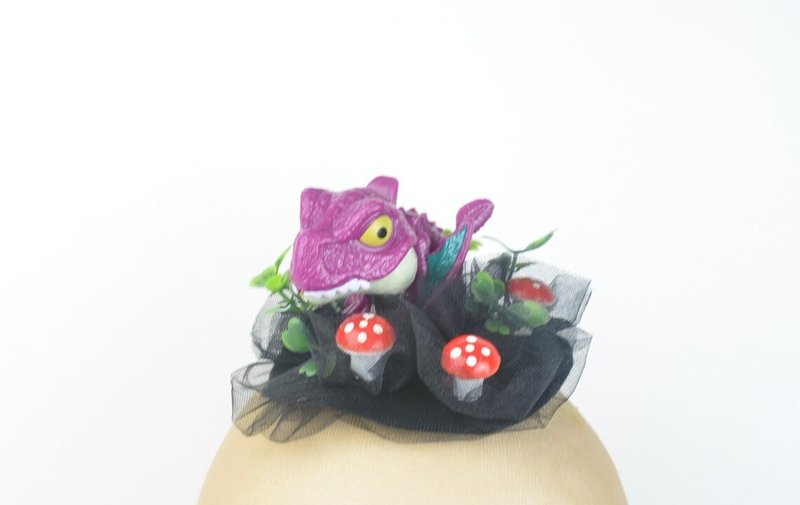 头饰 粉红恐龙 鲜红蘑菇 薄纱 森林系 精灵系 可爱风 - 发饰 - 其他材质 粉红色