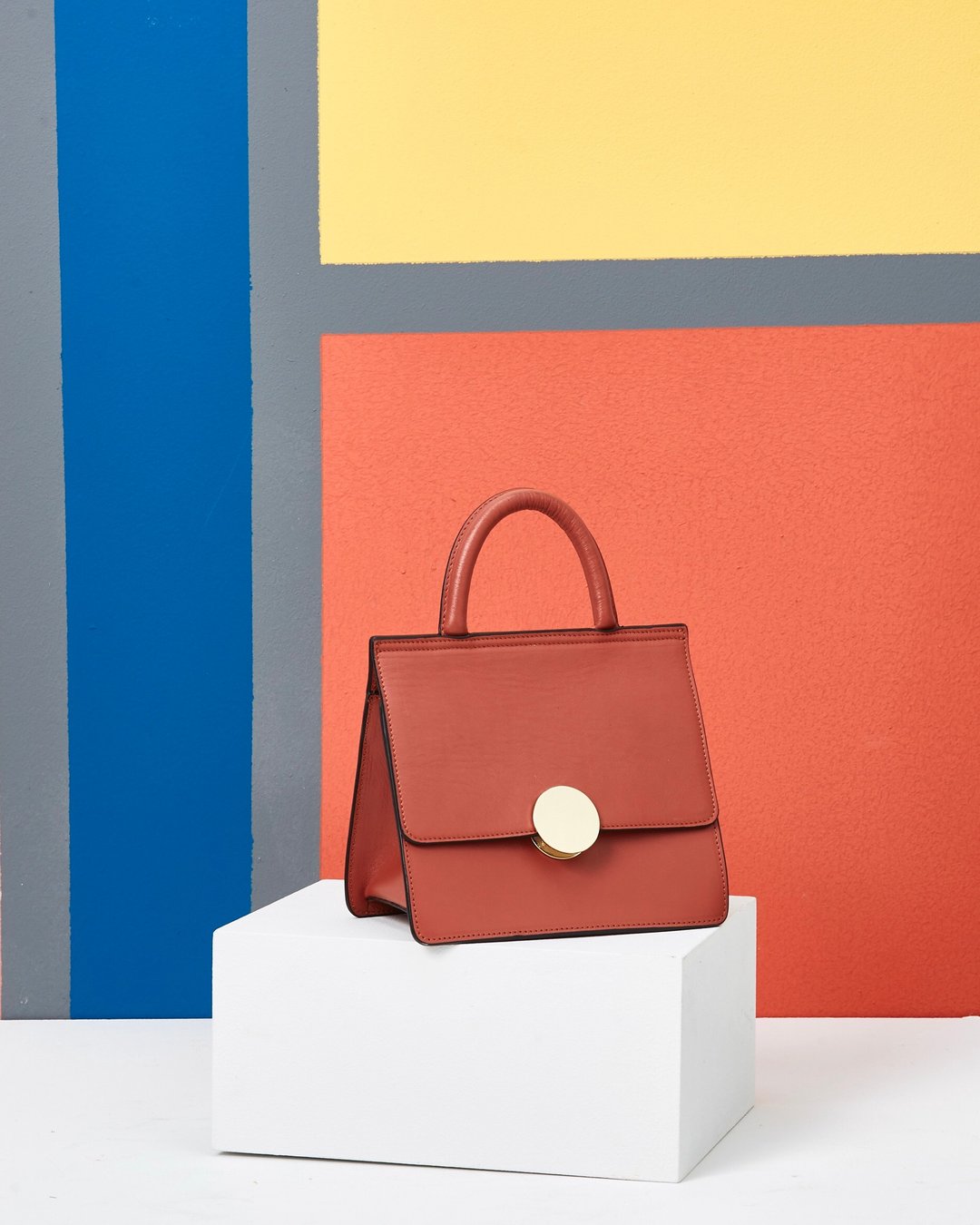 MAJOUR 7.0 BRICK LEATHER BAG - 手提包/手提袋 - 真皮 红色