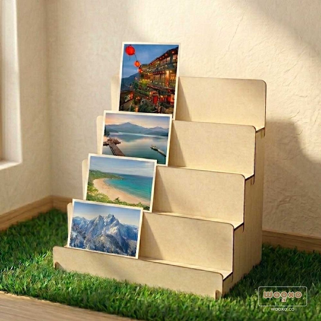 WOOXO 小墙阶梯架 展示架 DIY 挡板 明信片 小物 简单快速拆装 - 收纳用品 - 木头 卡其色