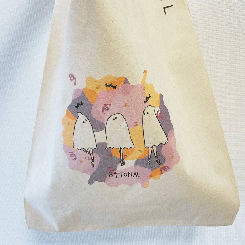 Cotton Marche Bag M size  Goast Ballerina - 手提包/手提袋 - 棉．麻 白色