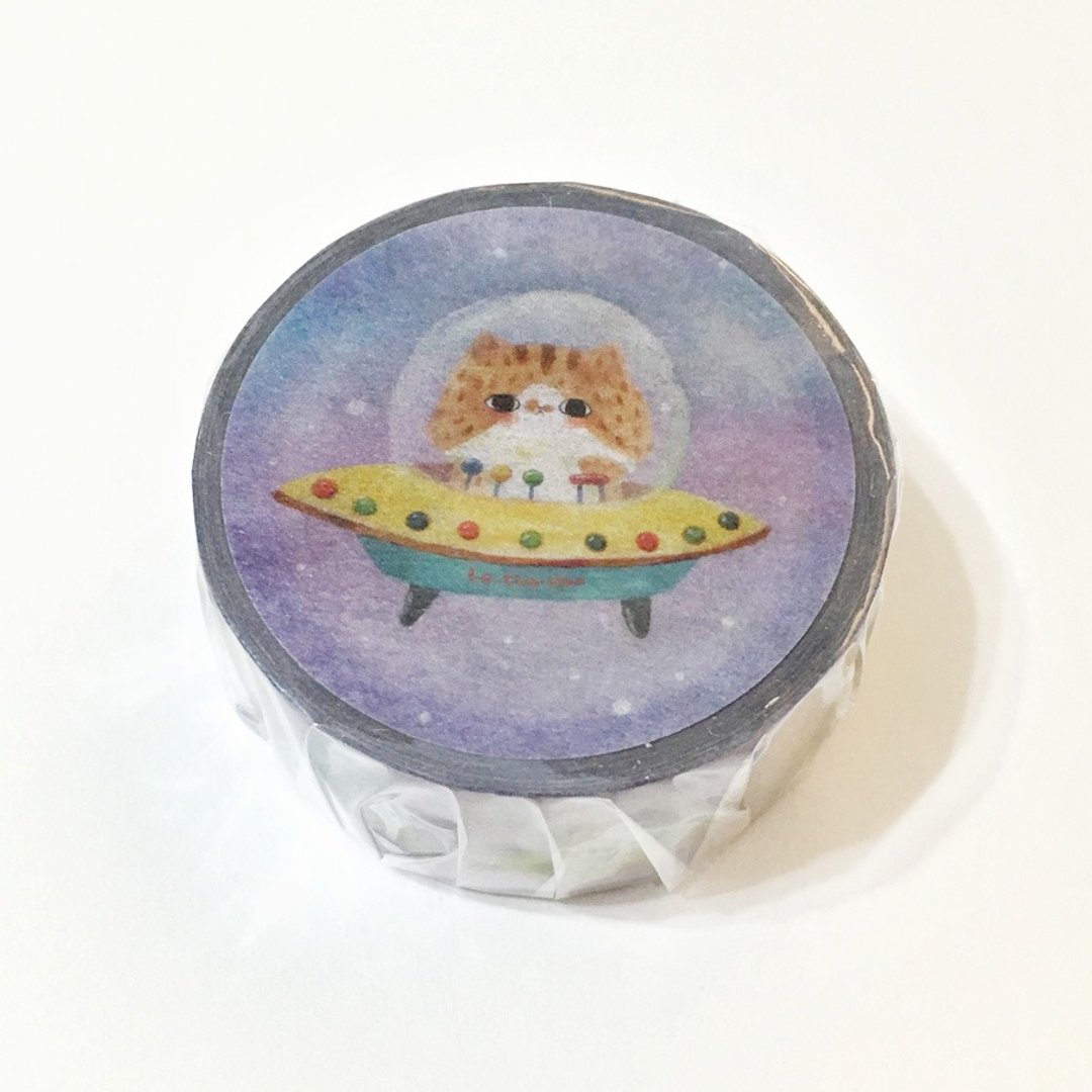 猫咪纸胶带 20mm - 飞碟 - 纸胶带 - 纸 紫色