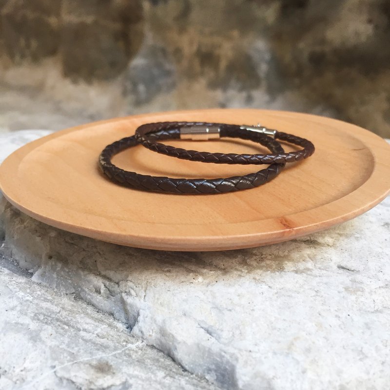咖色皮绳手环组合 | 咖啡 | 细+中 | 皮绳手环 - 手链/手环 - 真皮 咖啡色