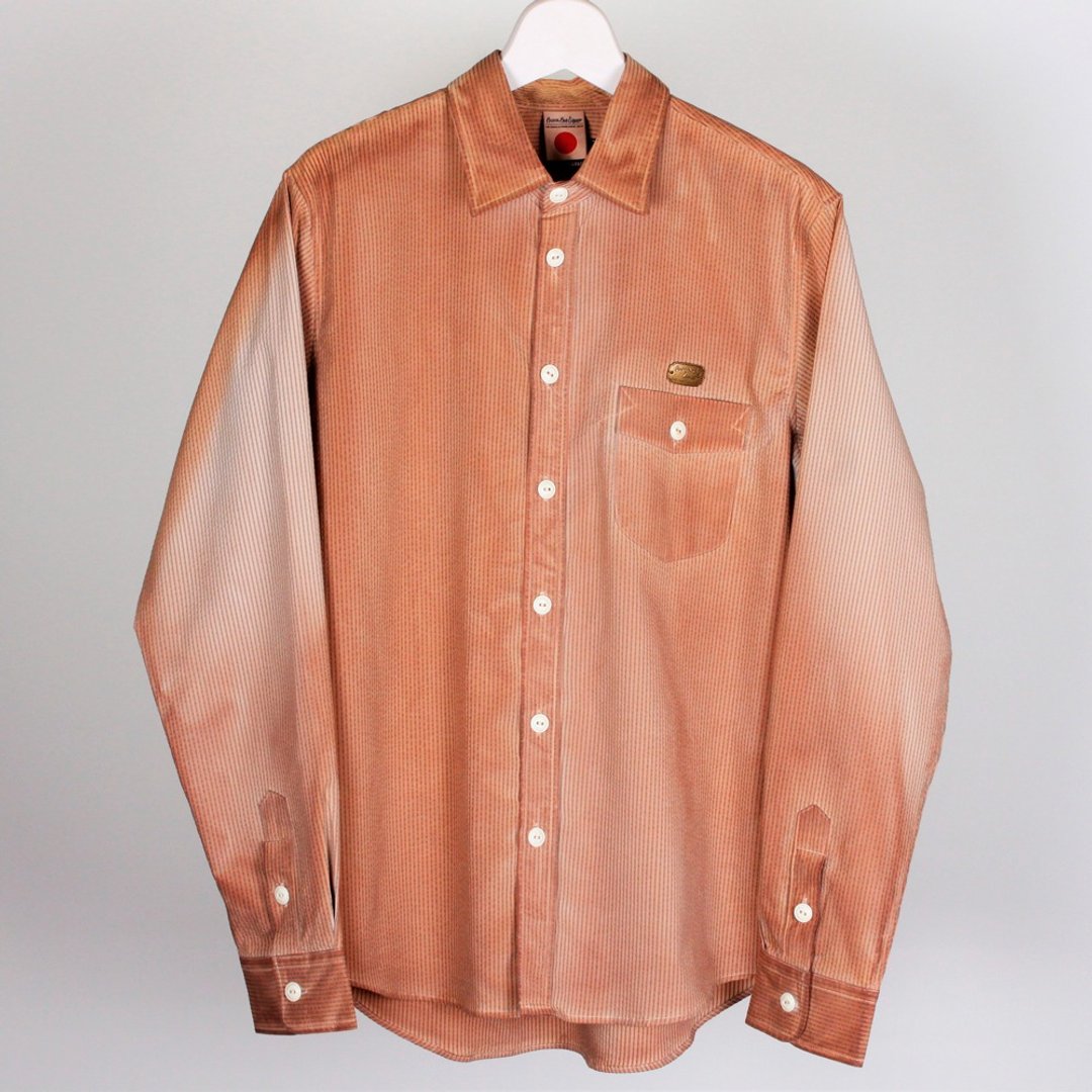 "KAKISHIBU" Dyed Stripe Shirts (M) - 男装衬衫 - 棉 咖啡色