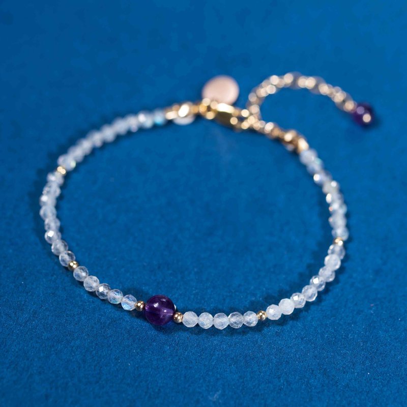拉长石紫水晶14K包金手链 | 极细系列 |天然水晶手链定制礼物 - 项链 - 水晶 透明