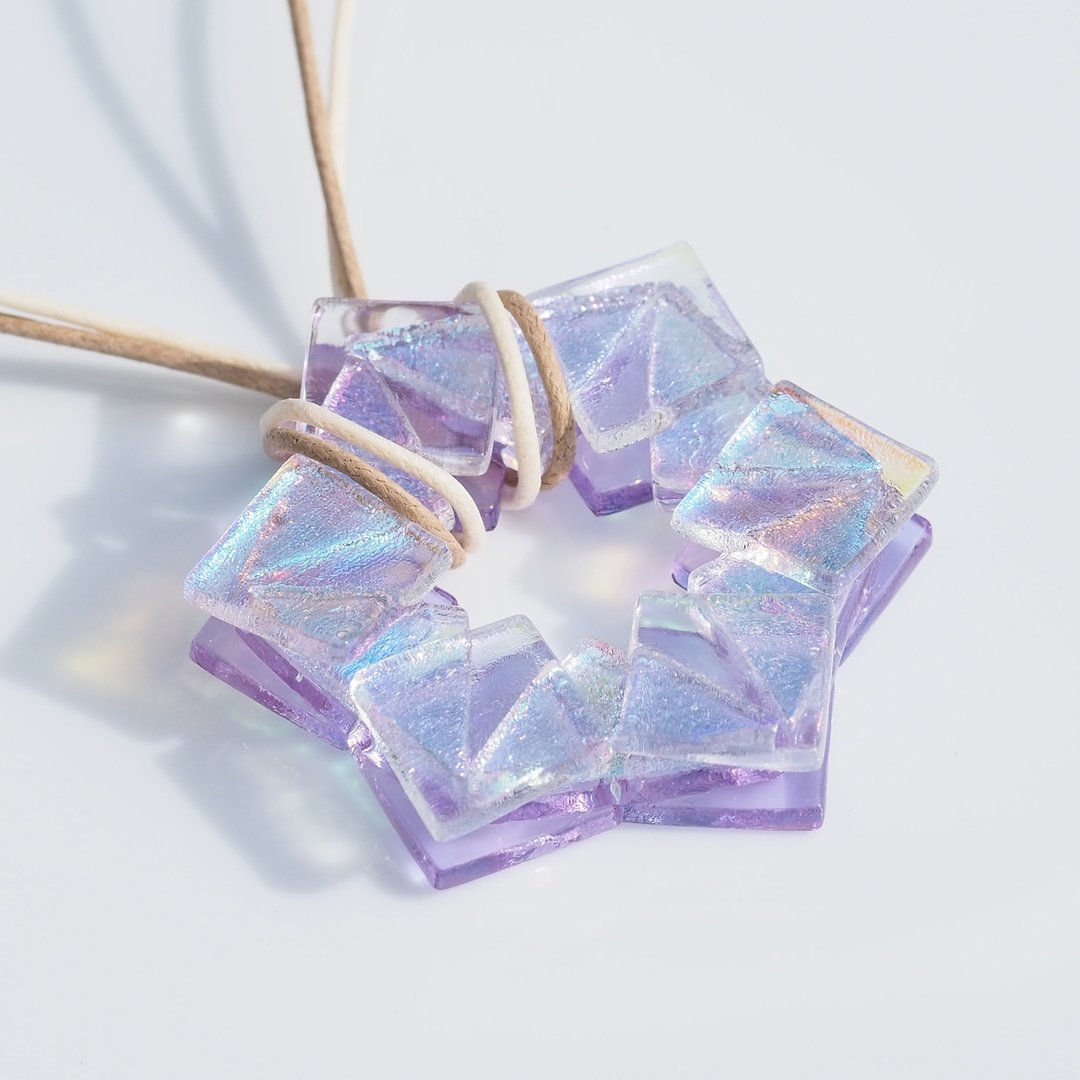 【Premium】闪耀极光水晶玻璃项链 ( 幻彩结晶 )【接单制作】 - 项链 - 玻璃 紫色