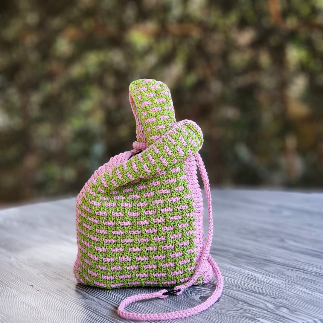 Dual two tone bunny bag 双面双色兔子包/手工钩针编织包 - 手提包/手提袋 - 棉 