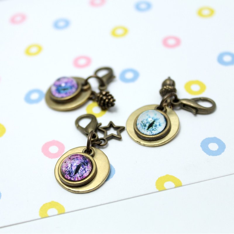 Cat EYE 黄铜敲字+猫眼 宠物吊牌 - 小 - 项圈/牵绳 - 其他金属 多色