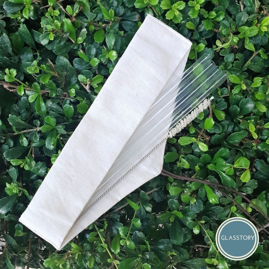 Bag set of glass straws normal size with cleaning brush. - 环保吸管 - 玻璃 透明