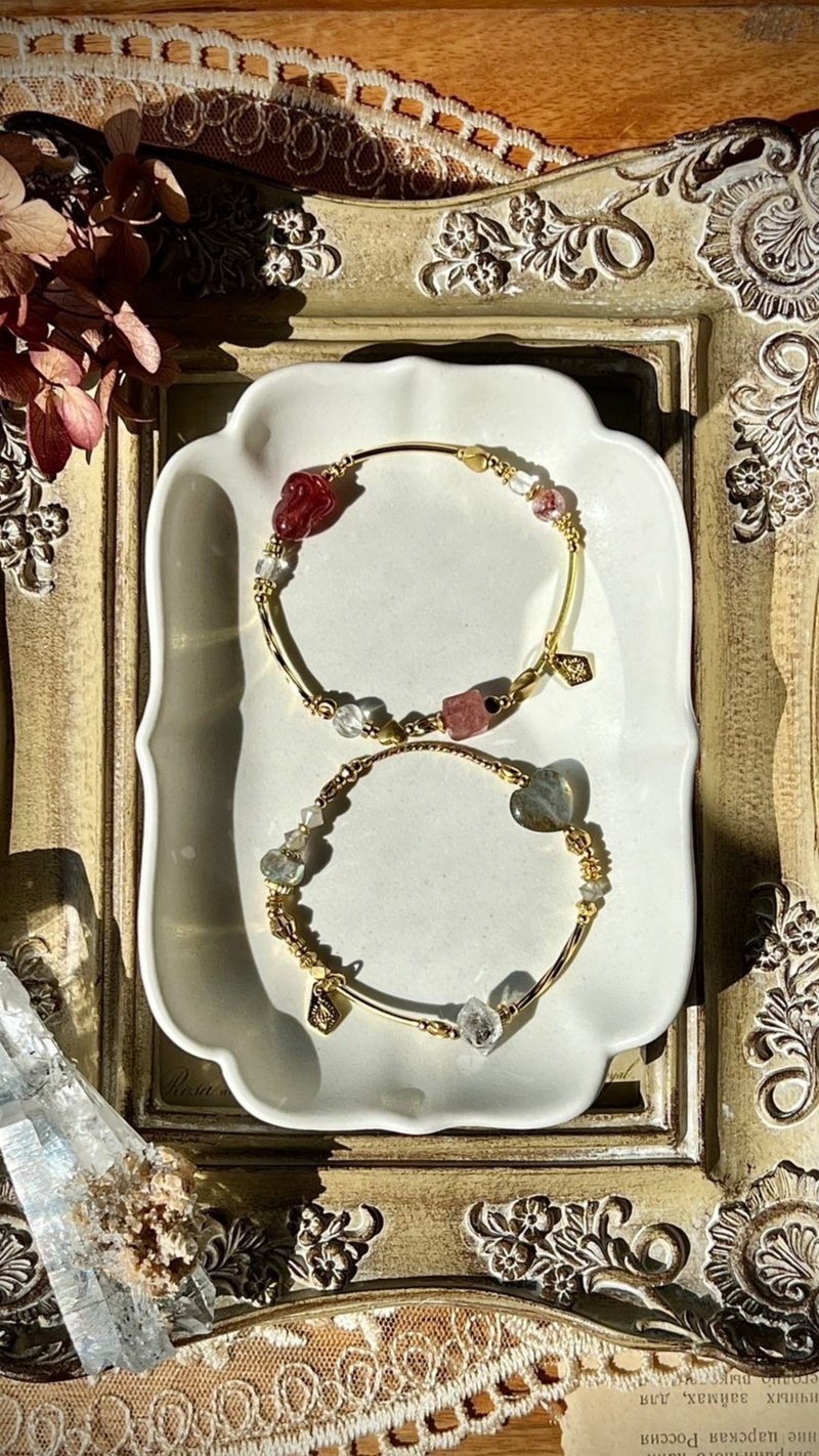 -月光中捣药的兔子-天然水晶手链/黄铜手链 - 手链/手环 - 半宝石 多色