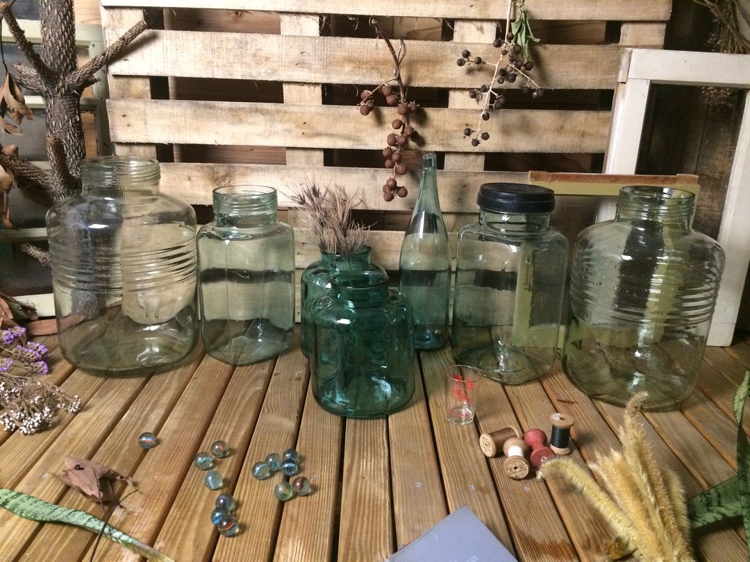 老气泡玻璃罐玻璃瓶玻璃瓮区干燥花瓶花器金工业风乡村杂货zakka北欧风婚纱摄影新秘ikea咖啡轻食多肉园艺古道具发廊餐厅 - 植栽/盆栽 - 玻璃 绿色