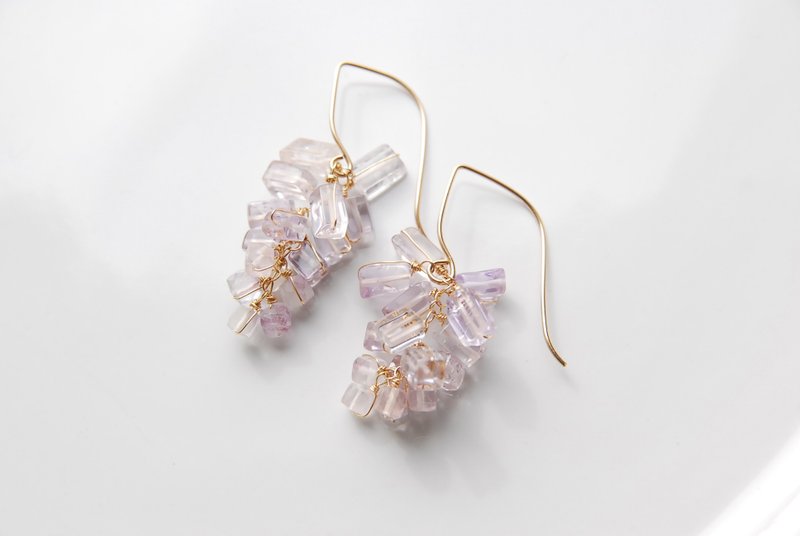 紫水晶 春日紫语 14KGF 耳环 - 耳环/耳夹 - 半宝石 紫色