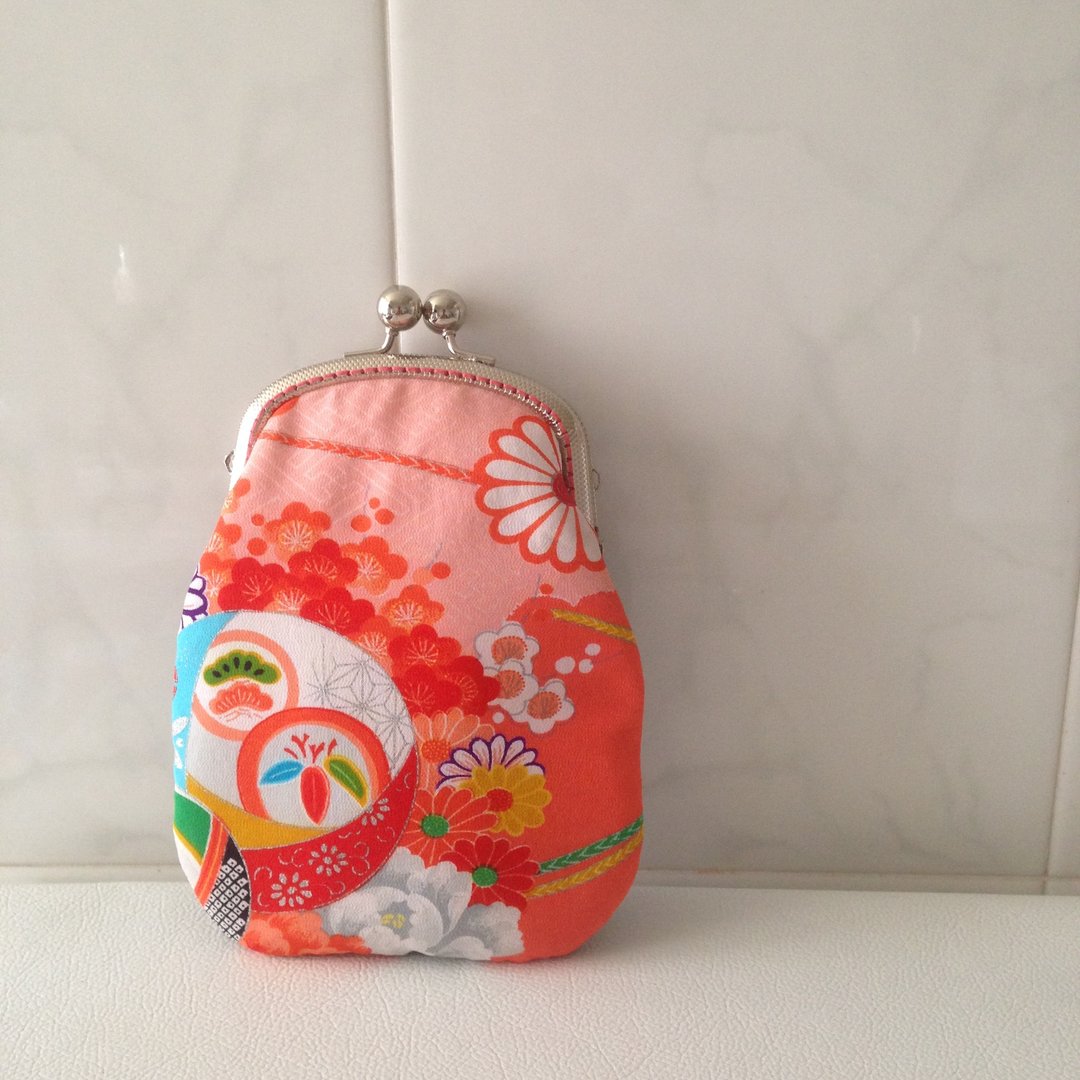 kimono smartphone (kisslock) purse 10.5cm - 化妆包/杂物包 - 棉 粉红色