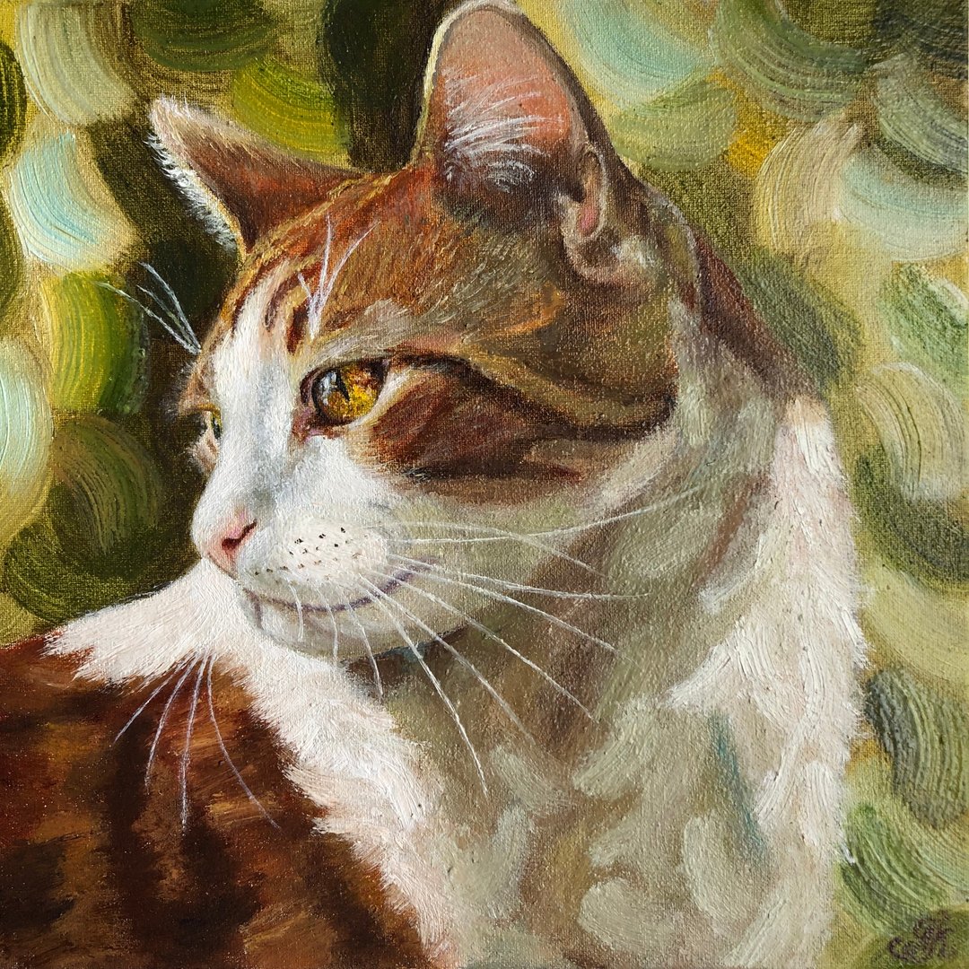 橙色猫原创油画画布墙壁艺术家居动物肖像 - 墙贴/壁贴 - 其他材质 橘色