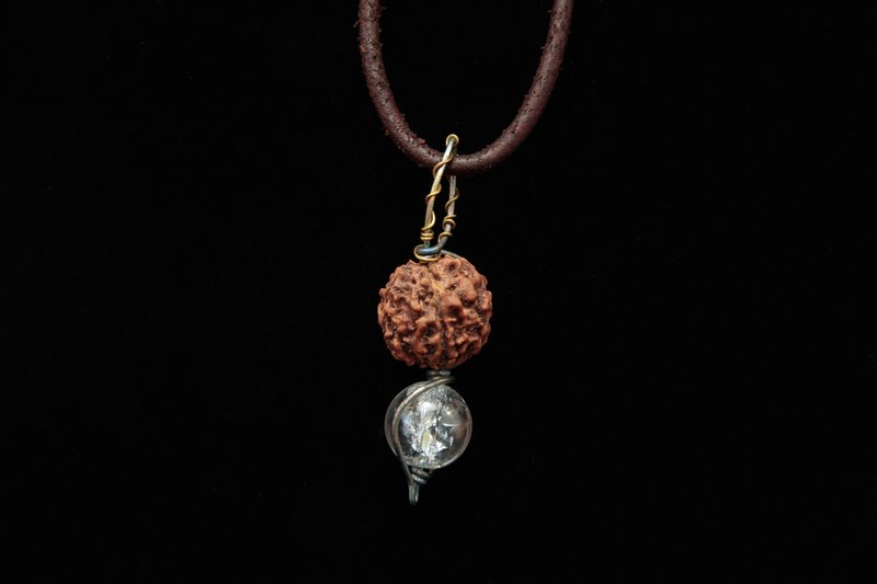 【太空系列】5办金刚菩提子+喜马拉雅水晶 _ 大太空人 (钛烧色) - 项链 - 宝石 多色