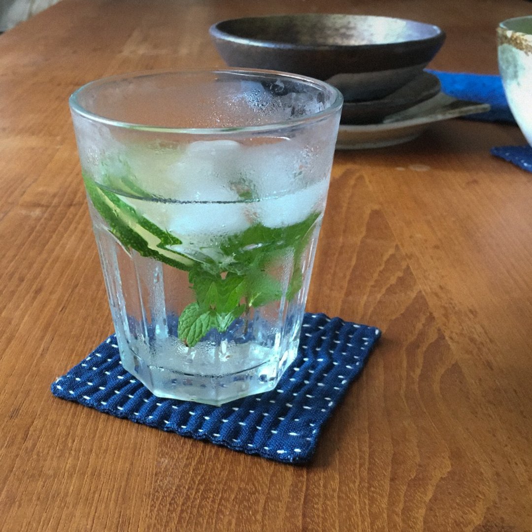 蓝染 刺子 杯垫 隔热垫 - 杯垫 - 亚麻 