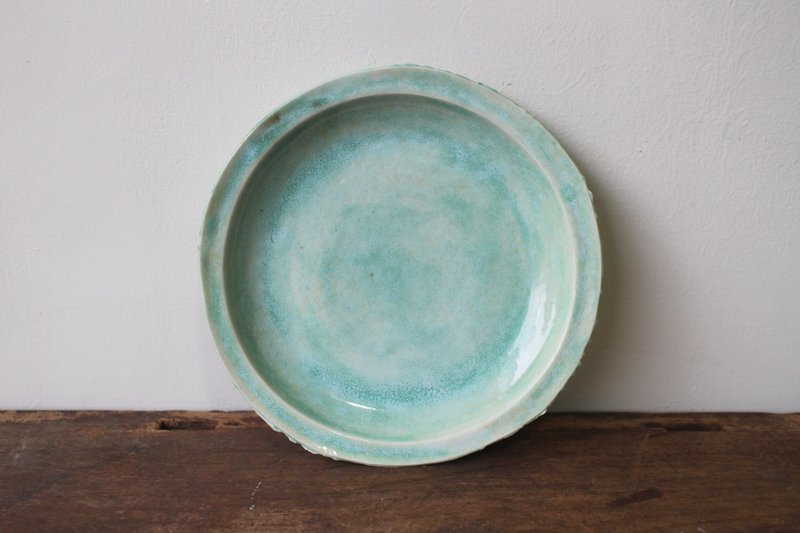 粉绿手感薄瓷大圆盘 - 盘子/餐盘/盘架 - 瓷 绿色