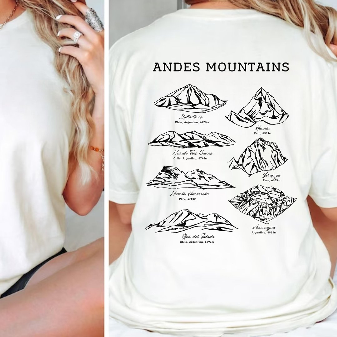 极峰系列 安地斯山脉Andes Mountains中性短袖上衣 - 女装 T 恤 - 棉 白色