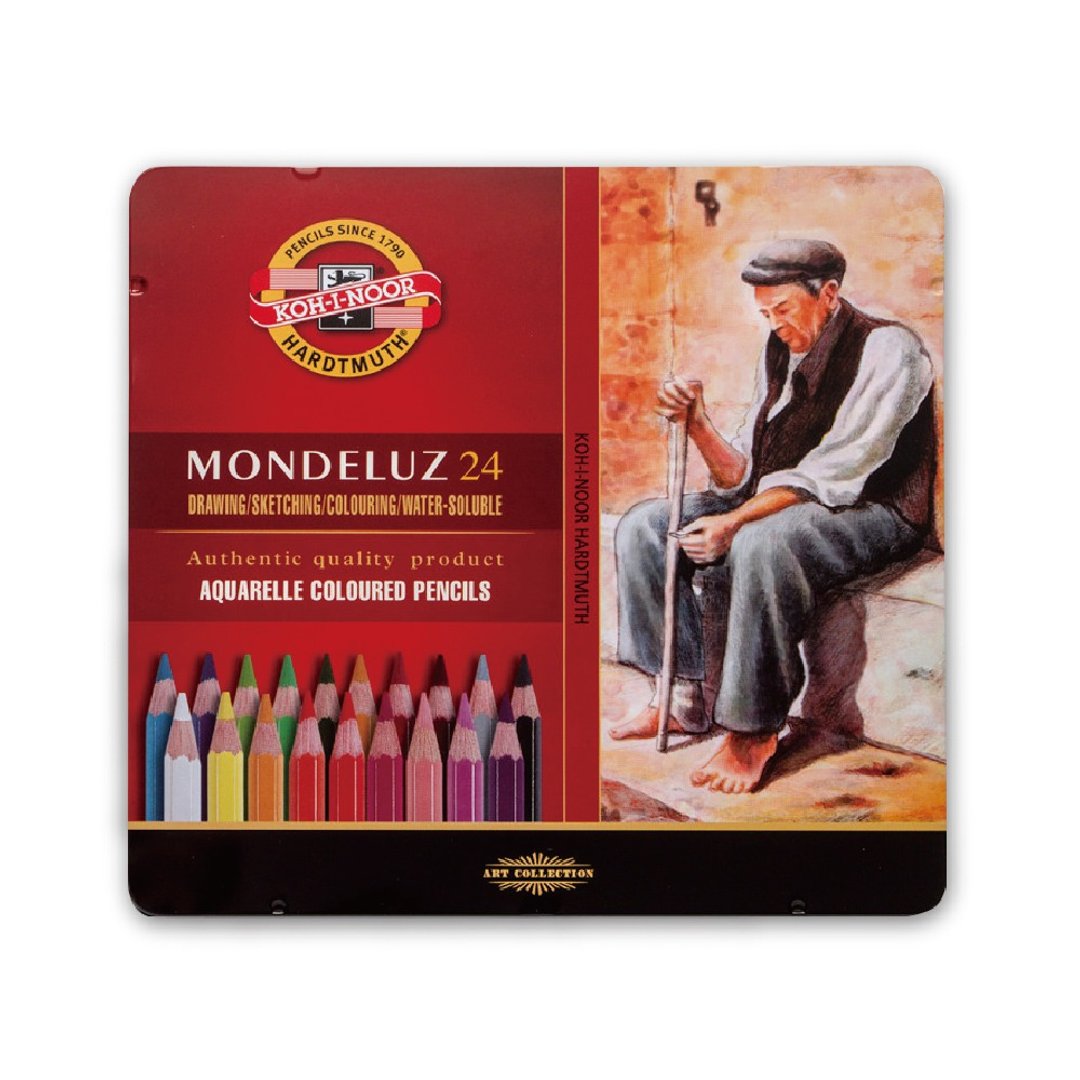 KOH-I-NOOR HARDTMUTH-3724 专业级MONDELUZ水溶铅笔铁盒装-24色 - 铅笔/自动铅笔 - 环保材料 多色