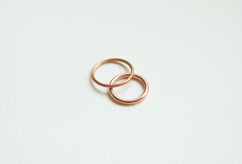 极简系列 - 红铜圆形手作戒指 - 银饰 礼物 包装 - 戒指 - 其他金属 红色