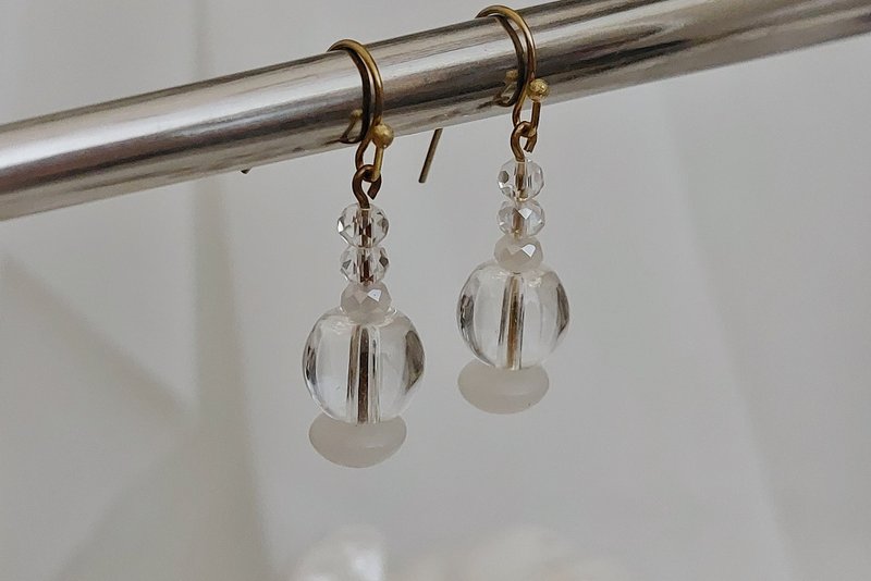 地仙 L'IMMORTEL chill系列 #03 垂坠耳饰 可改夹 - 耳环/耳夹 - 玻璃 透明