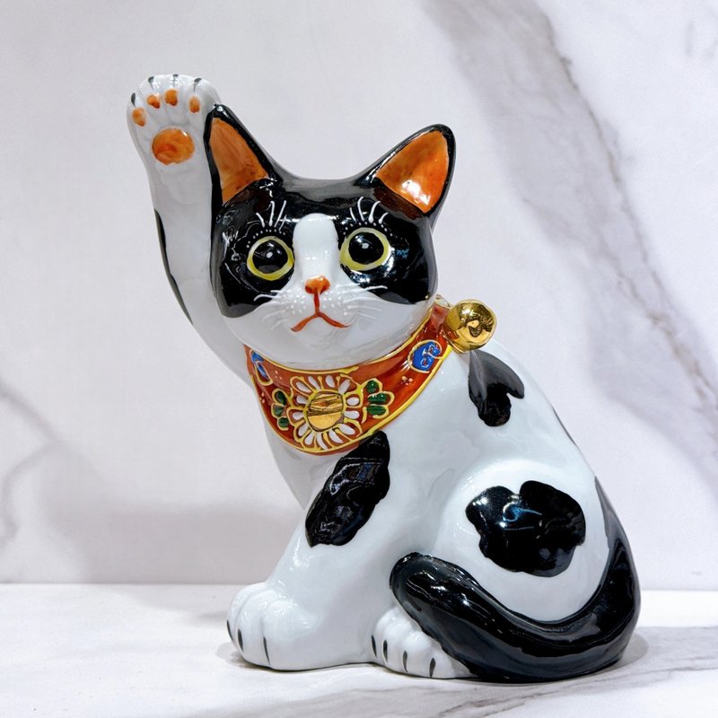 【富贵守护】日本九谷烧招财猫 | 黑布 5.5号 - 摆饰 - 瓷 黑色