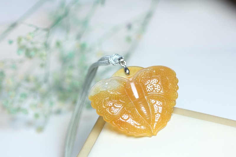 【蝴蝶】天然黄龙玉 寓意好运绵长|吉祥福禄相随 项链吊坠挂件 - 项链 - 玉石 橘色