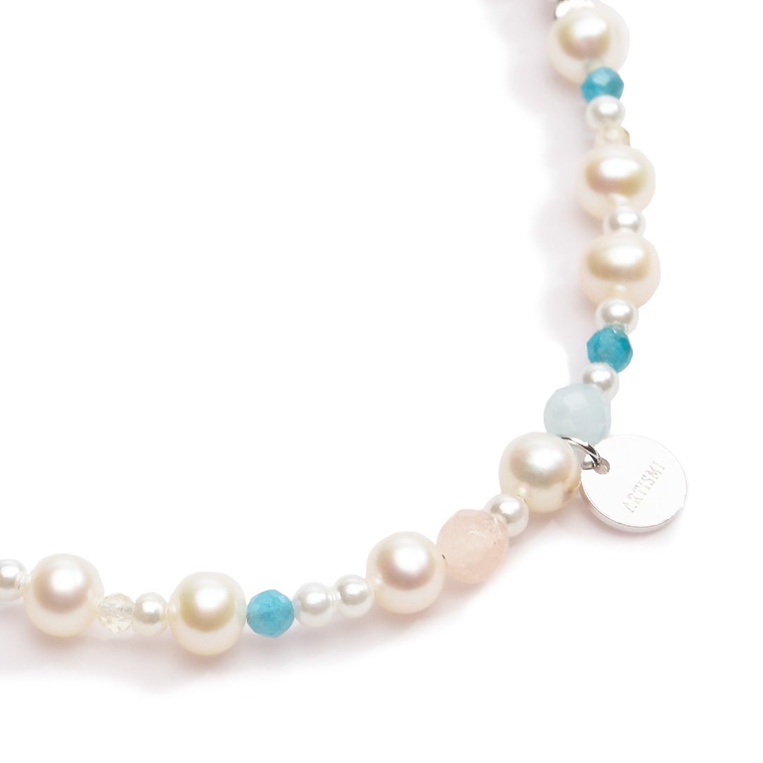 碧蓝珍珠手链 Azure Blue Fresh Water Pearl Bracele - 手链/手环 - 珍珠 金色