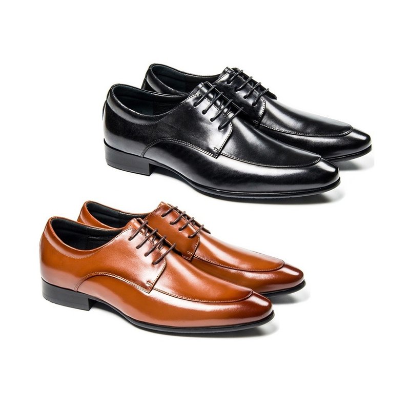 尖头时尚绅士男皮鞋 24204-1 黑色/棕色 - 男款皮鞋 - 真皮 