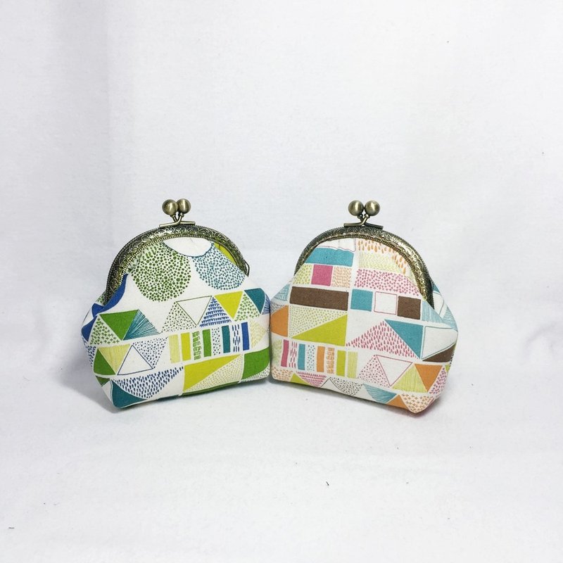 零钱口金包+小山坡与小城镇-两色+ - 零钱包 - 棉．麻 多色