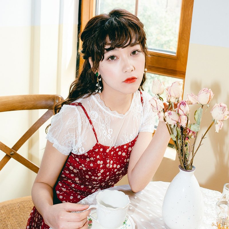 【满送吊带】春季穿搭 立领短袖蕾丝衫   SK-C001 - 女装上衣 - 聚酯纤维 白色